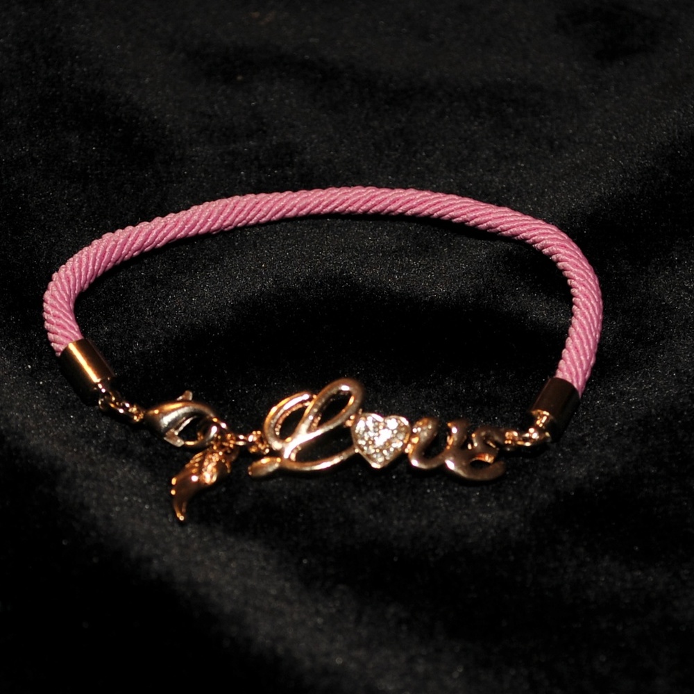 Hot Pink‎ / Gold Love with CZ Bracelet 8044